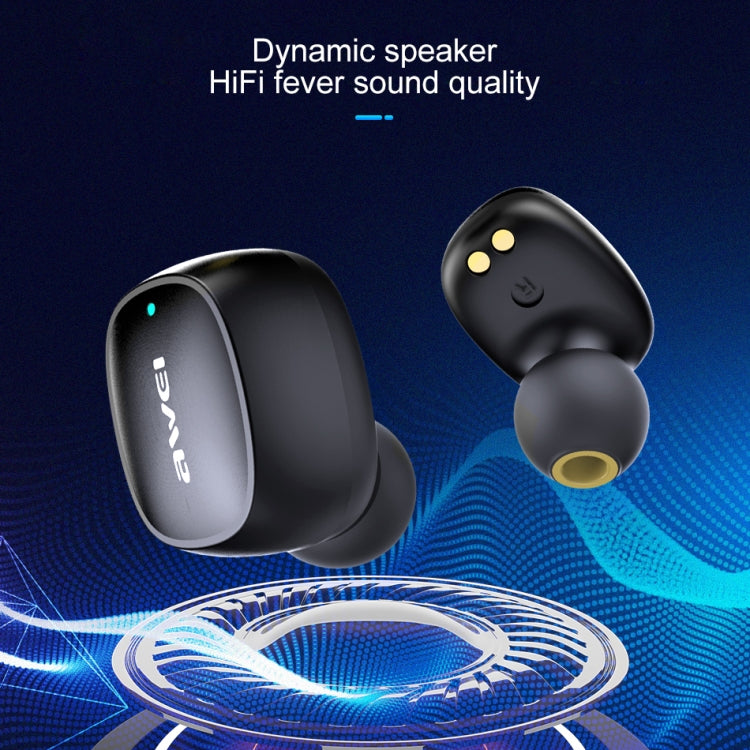 awei T13 TWS Bluetooth V5.0 Ture Wireless Sports Headset with Charging Case(Black)
