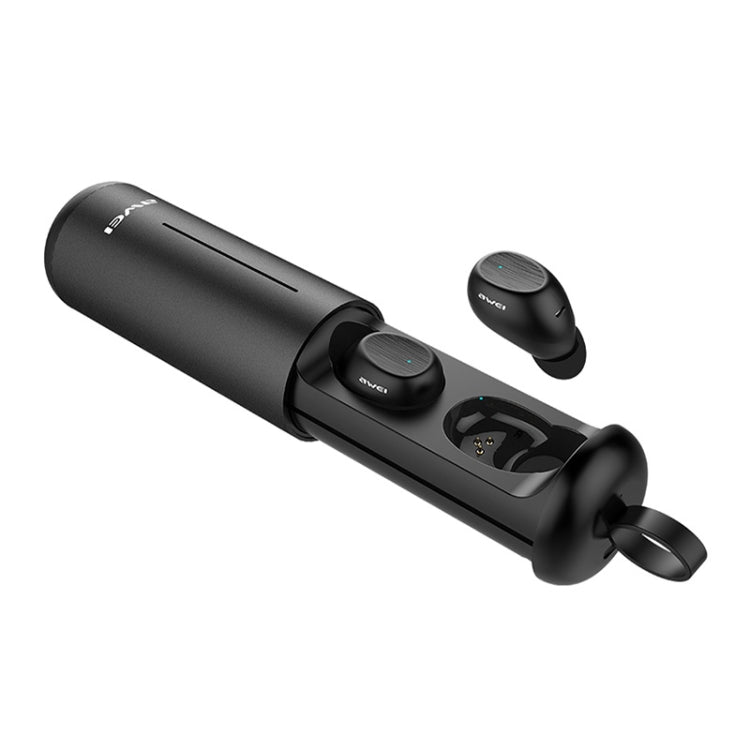 awei T55 TWS Bluetooth V5.0 Ture Wireless Sports Headset with Portable Charging Case(Black)