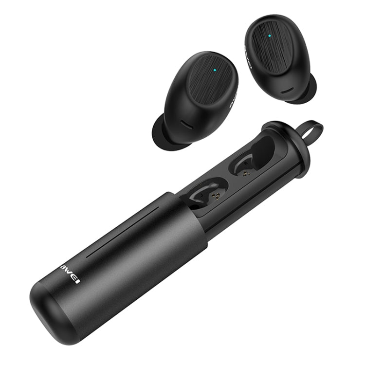 awei T55 TWS Bluetooth V5.0 Ture Wireless Sports Headset with Portable Charging Case(Black)