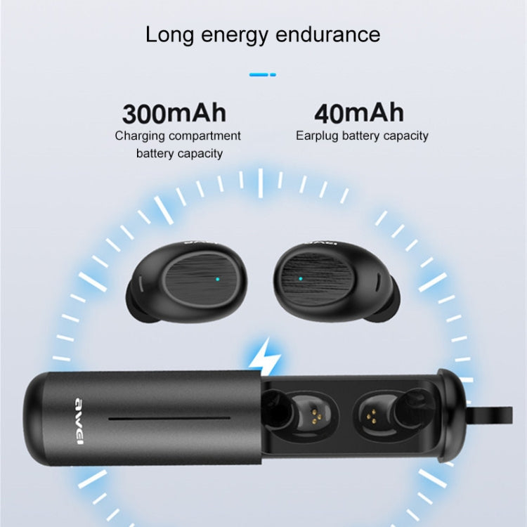 awei T55 TWS Bluetooth V5.0 Ture Wireless Sports Headset with Portable Charging Case(Black)