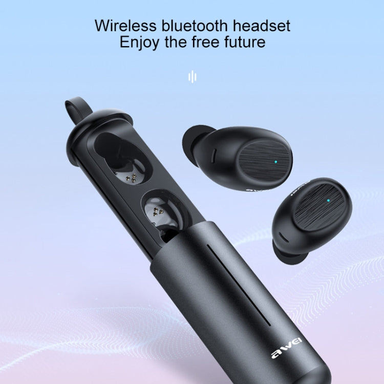 awei T55 TWS Bluetooth V5.0 Ture Wireless Sports Headset with Portable Charging Case(Black)