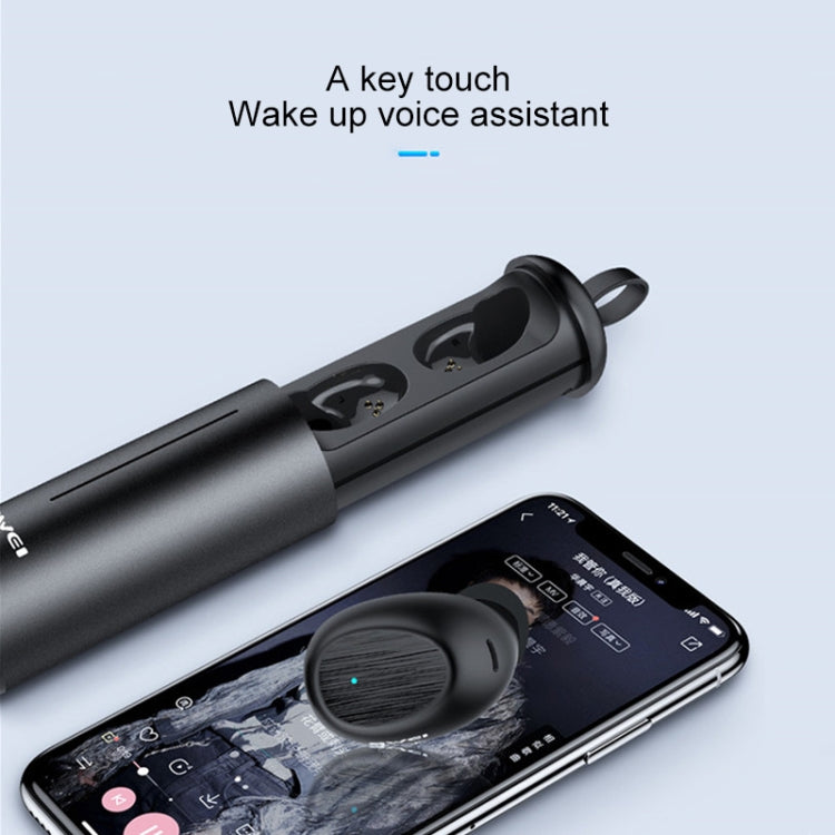 awei T55 TWS Bluetooth V5.0 Ture Wireless Sports Headset with Portable Charging Case(Black)