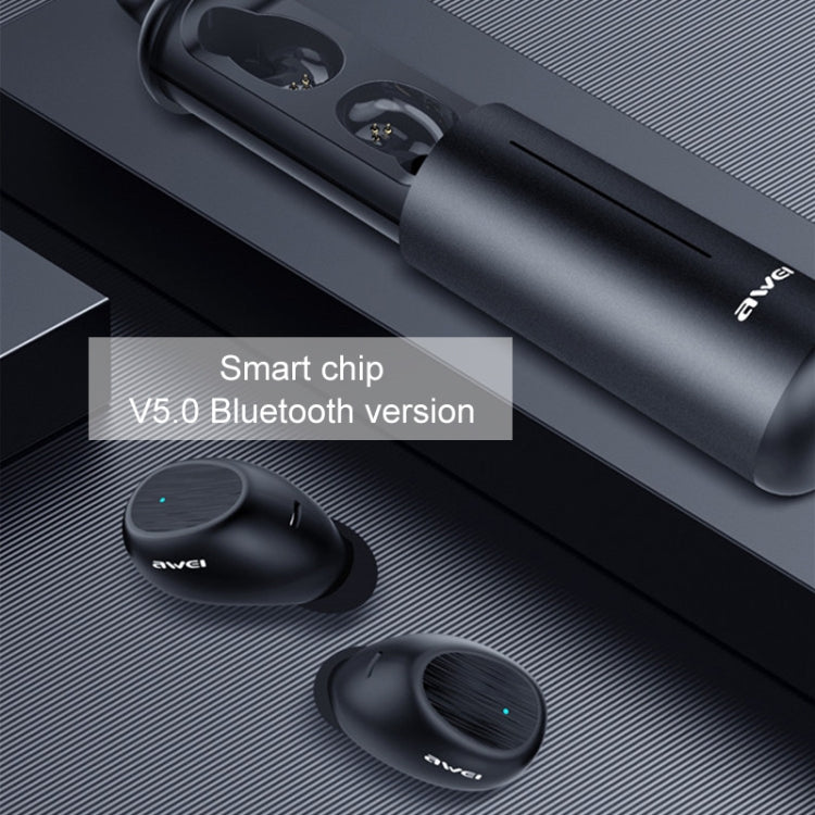 awei T55 TWS Bluetooth V5.0 Ture Wireless Sports Headset with Portable Charging Case(Black)