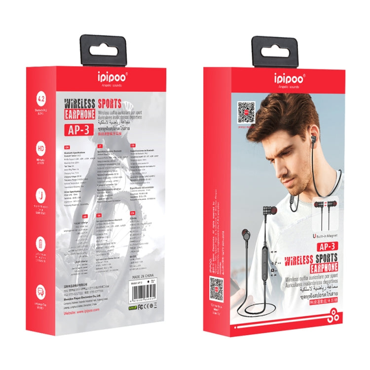 ipipoo AP-3 Bluetooth V4.2 In-Ear Stereo Wireless Sports Earphone with Mic