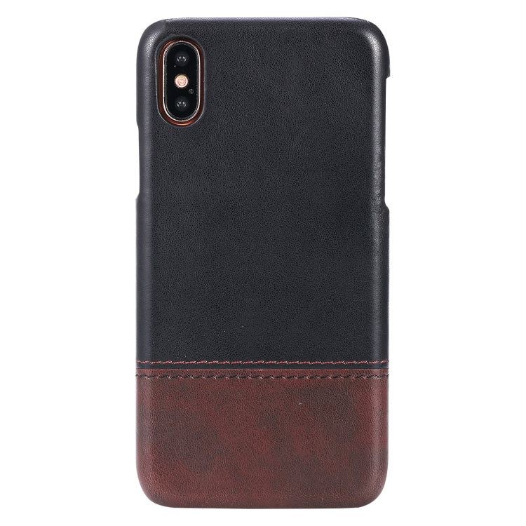 For iPhone X / XS Crazy Horse Texture Color Matching Bicolourable PC + PU Leather Case