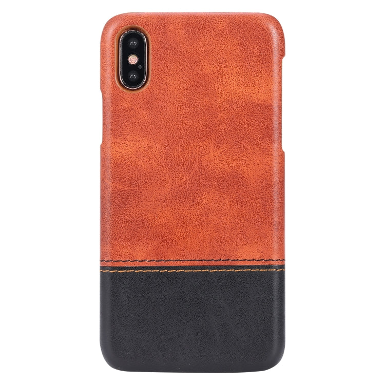 For iPhone X / XS Crazy Horse Texture Color Matching Bicolourable PC + PU Leather Case
