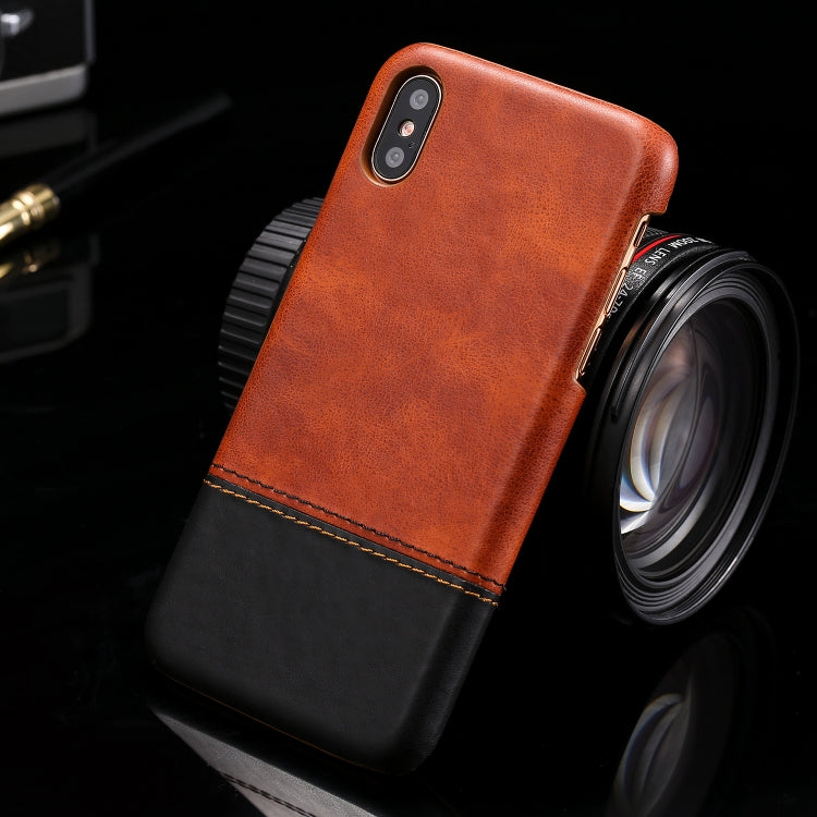 For iPhone X / XS Crazy Horse Texture Color Matching Bicolourable PC + PU Leather Case