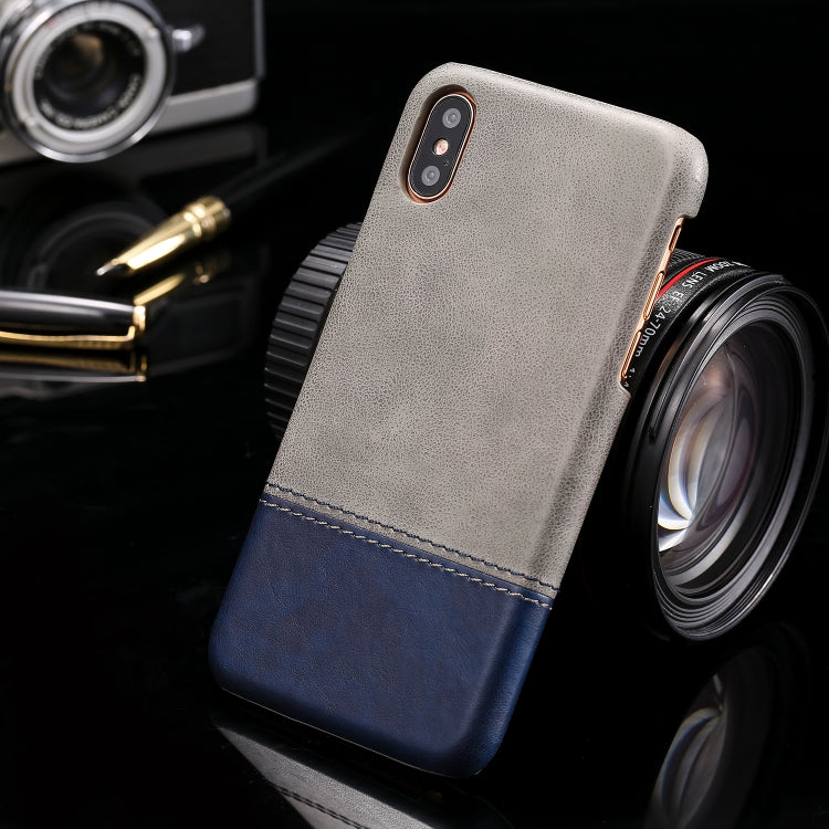 For iPhone X / XS Crazy Horse Texture Color Matching Bicolourable PC + PU Leather Case