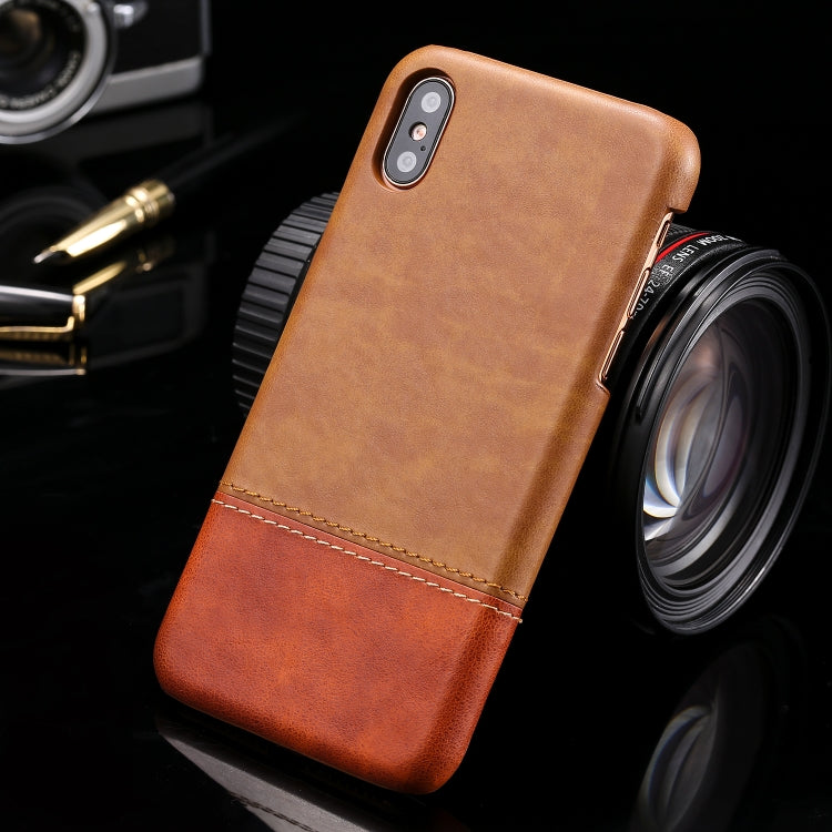 For iPhone X / XS Crazy Horse Texture Color Matching Bicolourable PC + PU Leather Case
