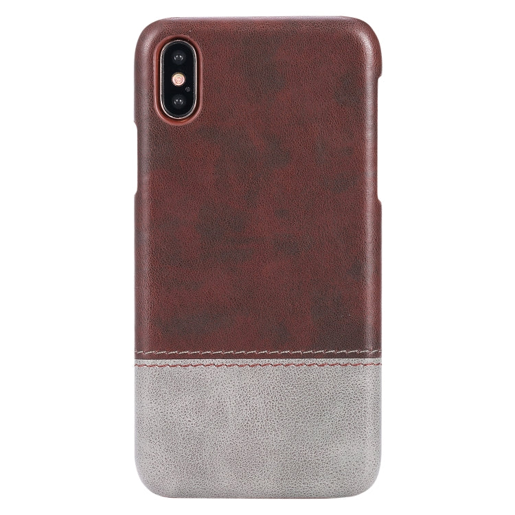 For iPhone X / XS Crazy Horse Texture Color Matching Bicolourable PC + PU Leather Case
