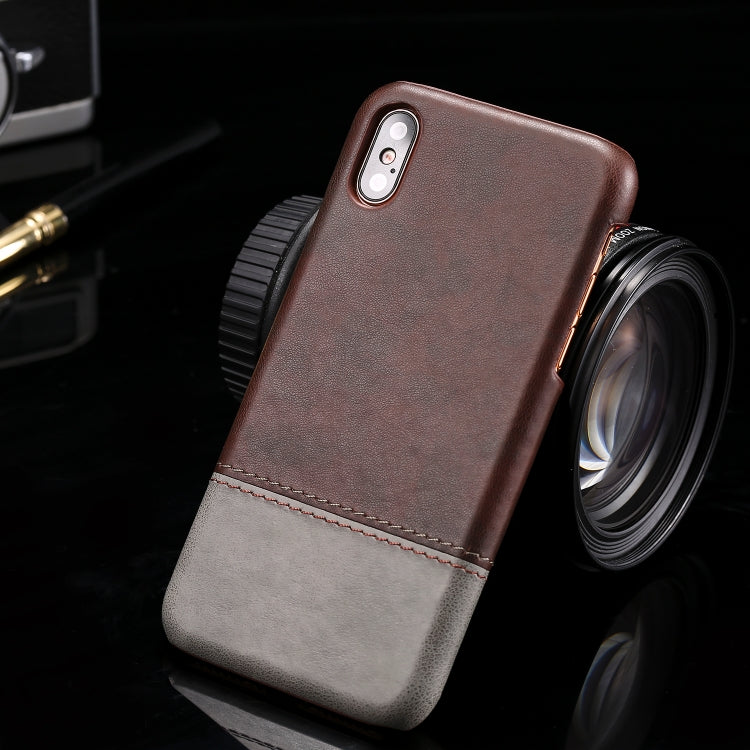 For iPhone X / XS Crazy Horse Texture Color Matching Bicolourable PC + PU Leather Case