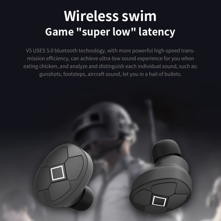 V5-TWS Bluetooth V5.0 Wireless Stereo Headset with Charging Case, Support Intelligent Pairing & Siri Voice(Black)