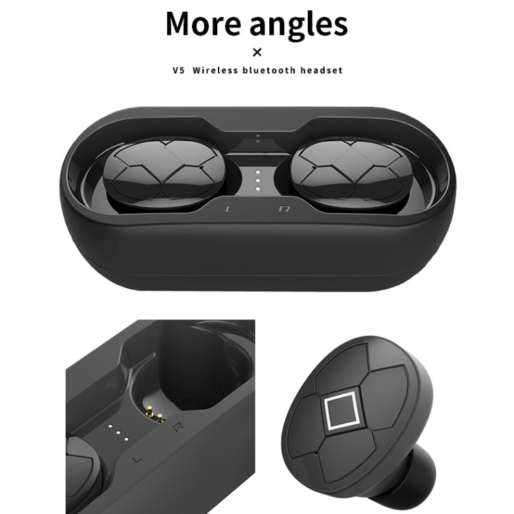 V5-TWS Bluetooth V5.0 Wireless Stereo Headset with Charging Case, Support Intelligent Pairing & Siri Voice(Black)