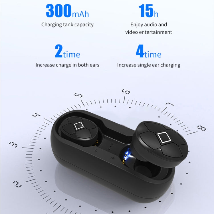 V5-TWS Bluetooth V5.0 Wireless Stereo Headset with Charging Case, Support Intelligent Pairing & Siri Voice(Black)