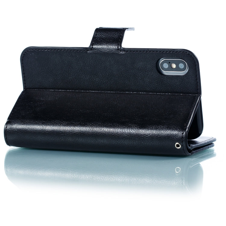 For iPhone X / XS Litchi Texture Horizontal Flip Leather Case with Nine Card Slots & Wallet & Photo Frame