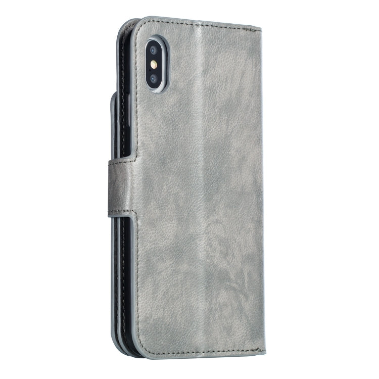 For iPhone X / XS Litchi Texture Horizontal Flip Leather Case with Nine Card Slots & Wallet & Photo Frame