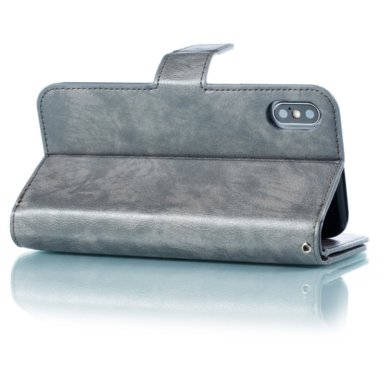 For iPhone X / XS Litchi Texture Horizontal Flip Leather Case with Nine Card Slots & Wallet & Photo Frame