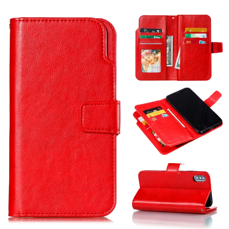 For iPhone X / XS Litchi Texture Horizontal Flip Leather Case with Nine Card Slots & Wallet & Photo Frame