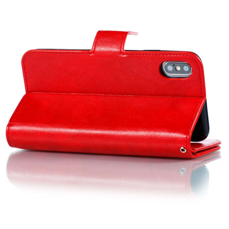 For iPhone X / XS Litchi Texture Horizontal Flip Leather Case with Nine Card Slots & Wallet & Photo Frame