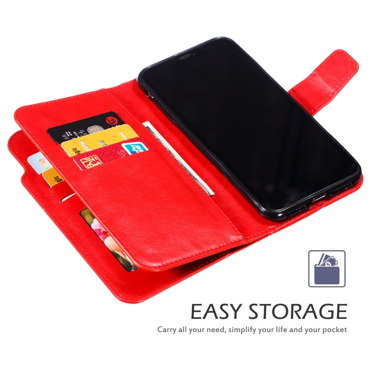 For iPhone X / XS Litchi Texture Horizontal Flip Leather Case with Nine Card Slots & Wallet & Photo Frame