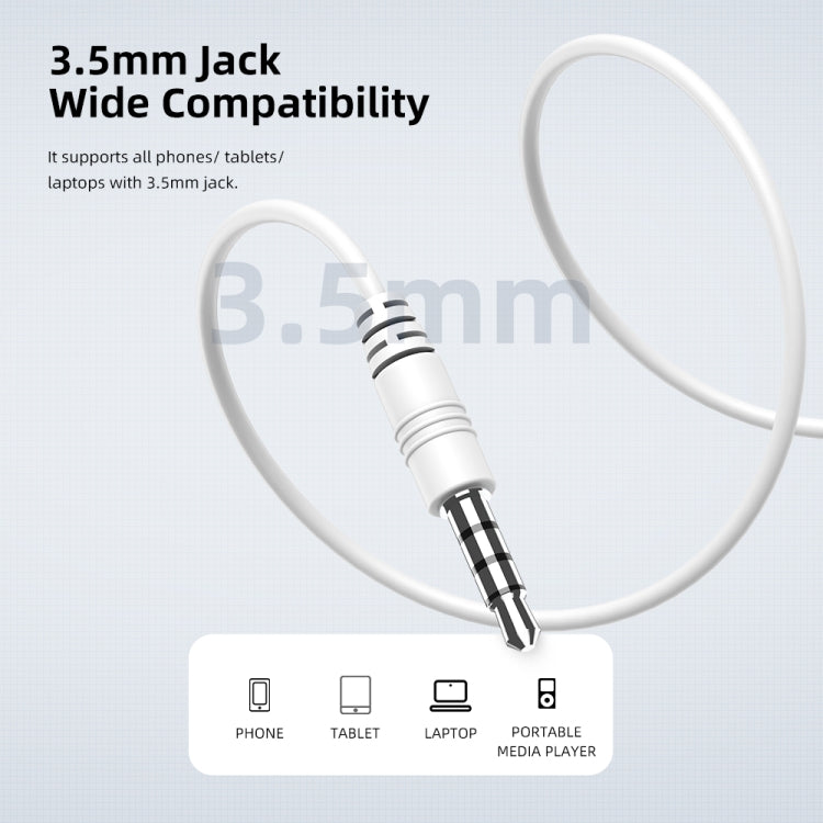 ROCK ES05 3.5mm Stereo Music In Ear Wired Earphone (White)
