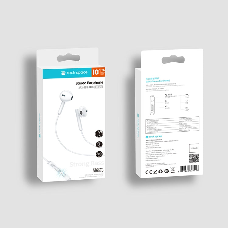 ROCK ES05 3.5mm Stereo Music In Ear Wired Earphone (White)