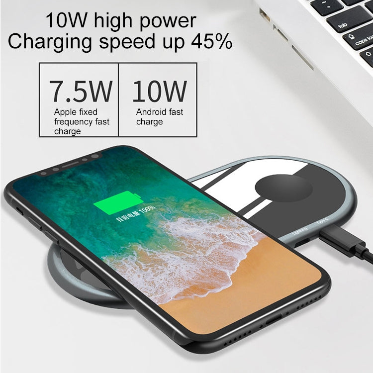 F1 Qi Standard Quick Wireless Charger 7.5W / 10W, For iPhone, Galaxy, Xiaomi, Google, LG, Apple Watch 4 & 3 & 2 & 1 and other QI Standard Smart Phones(Silver)