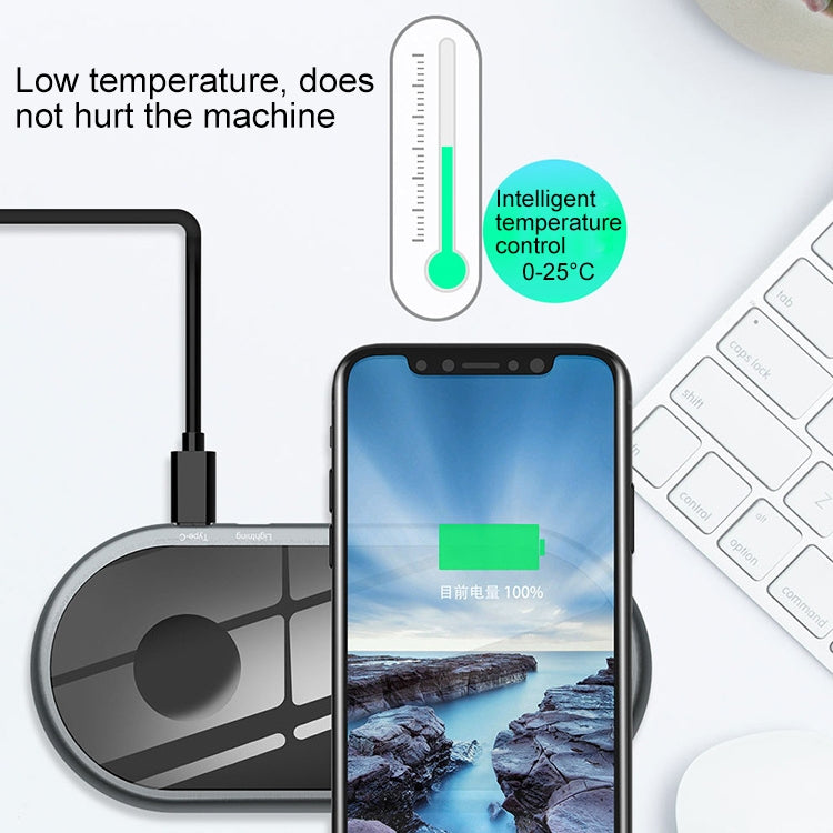 F1 Qi Standard Quick Wireless Charger 7.5W / 10W, For iPhone, Galaxy, Xiaomi, Google, LG, Apple Watch 4 & 3 & 2 & 1 and other QI Standard Smart Phones(Silver)