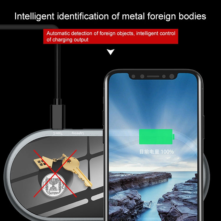 F1 Qi Standard Quick Wireless Charger 7.5W / 10W, For iPhone, Galaxy, Xiaomi, Google, LG, Apple Watch 4 & 3 & 2 & 1 and other QI Standard Smart Phones(Silver)