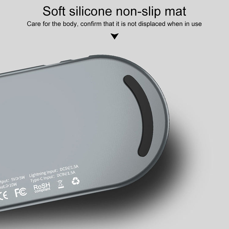 F1 Qi Standard Quick Wireless Charger 7.5W / 10W, For iPhone, Galaxy, Xiaomi, Google, LG, Apple Watch 4 & 3 & 2 & 1 and other QI Standard Smart Phones(Silver)