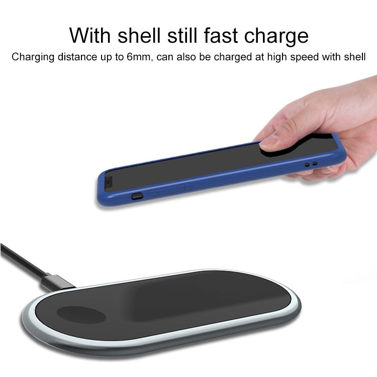 F1 Qi Standard Quick Wireless Charger 7.5W / 10W, For iPhone, Galaxy, Xiaomi, Google, LG, Apple Watch 4 & 3 & 2 & 1 and other QI Standard Smart Phones(Silver)