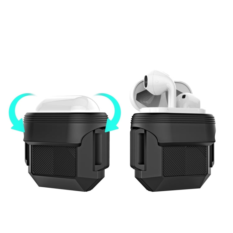 For AirPods 1 / 2 Portable Wireless Earphone Protective Case with Carabiner