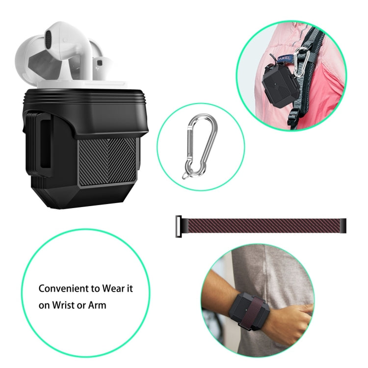 For AirPods 1 / 2 Portable Wireless Earphone Protective Case with Carabiner