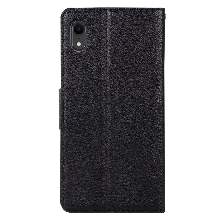 For iPhone XR Silk Texture Horizontal Flip Leather Case with Holder & Card slots & Wallet & Photo Frame