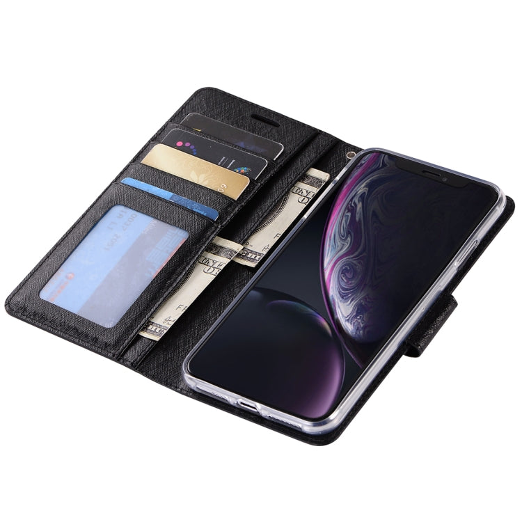 For iPhone XR Silk Texture Horizontal Flip Leather Case with Holder & Card slots & Wallet & Photo Frame