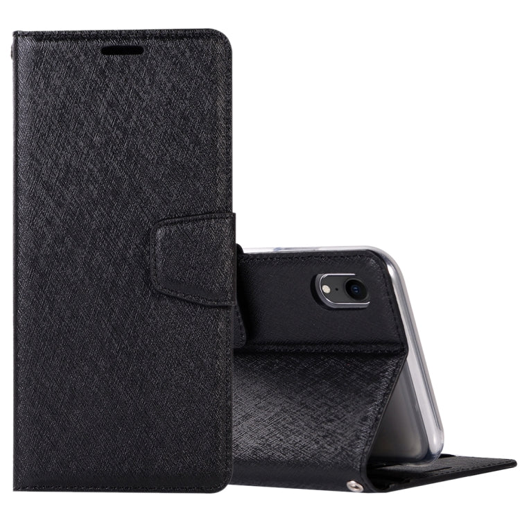 For iPhone XR Silk Texture Horizontal Flip Leather Case with Holder & Card slots & Wallet & Photo Frame