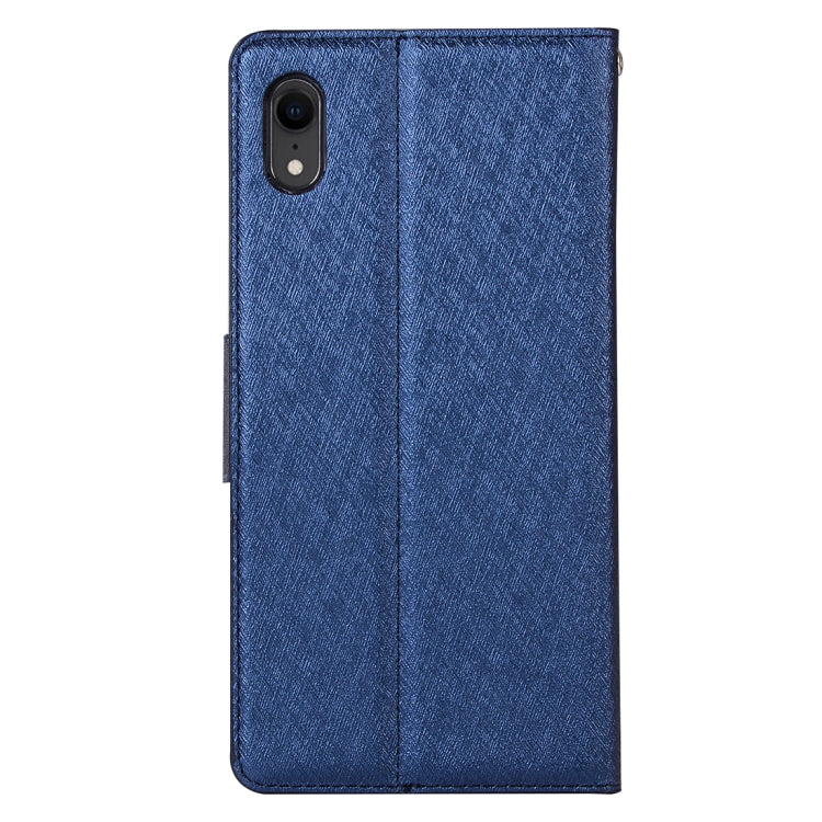 For iPhone XR Silk Texture Horizontal Flip Leather Case with Holder & Card slots & Wallet & Photo Frame
