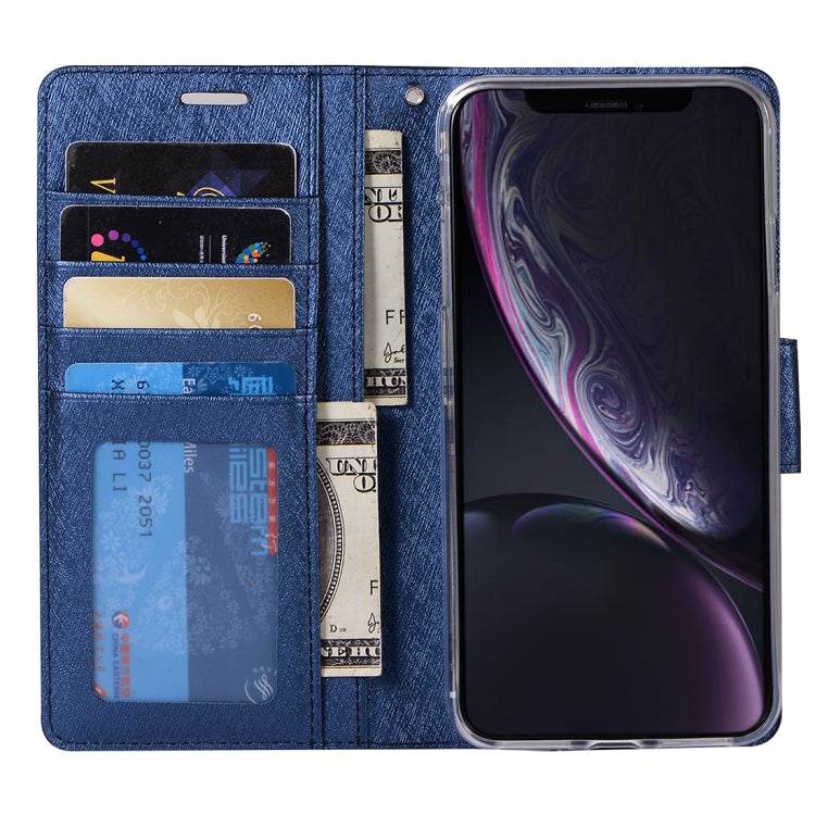 For iPhone XR Silk Texture Horizontal Flip Leather Case with Holder & Card slots & Wallet & Photo Frame