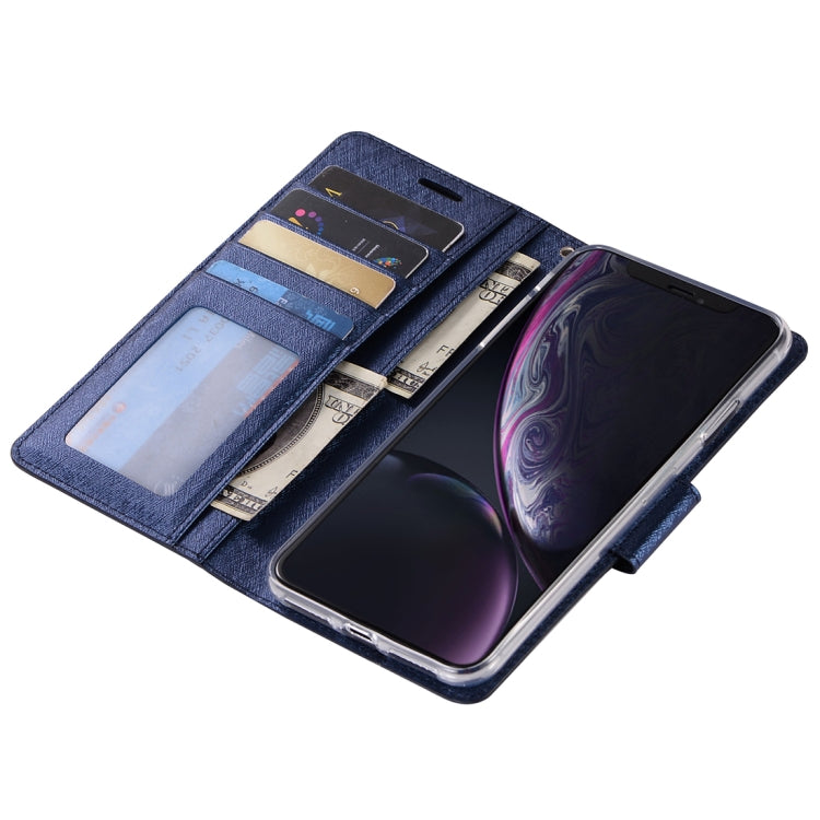For iPhone XR Silk Texture Horizontal Flip Leather Case with Holder & Card slots & Wallet & Photo Frame