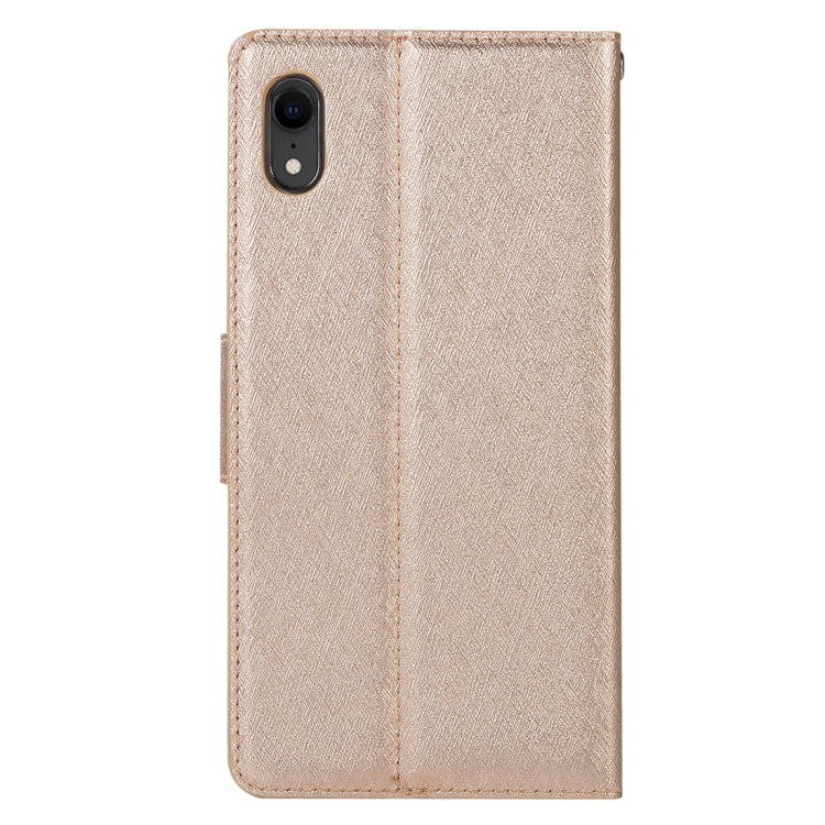 For iPhone XR Silk Texture Horizontal Flip Leather Case with Holder & Card slots & Wallet & Photo Frame