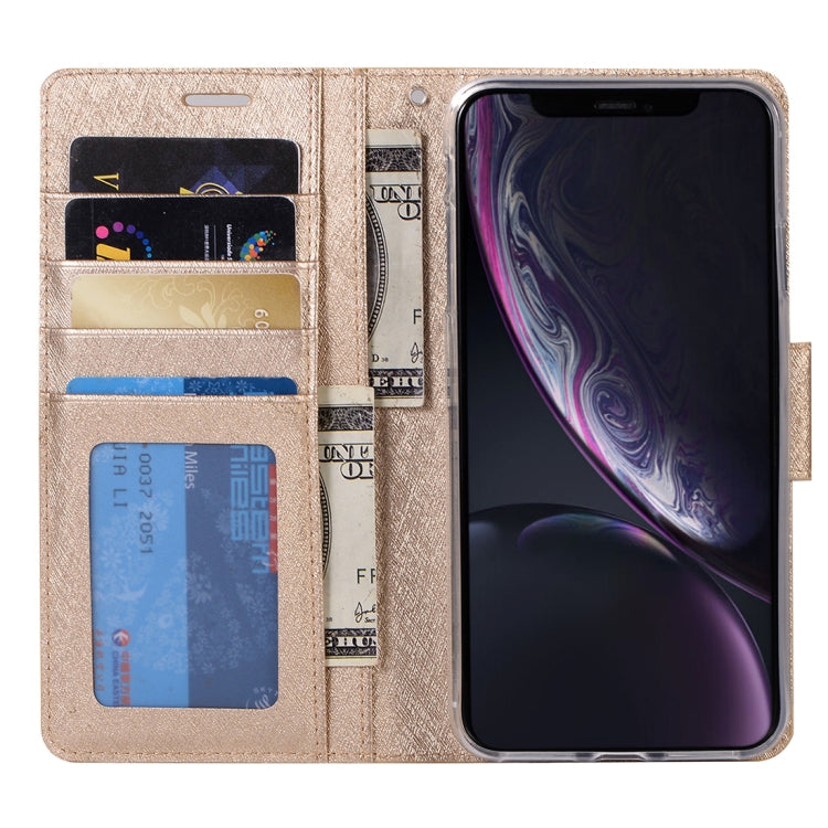For iPhone XR Silk Texture Horizontal Flip Leather Case with Holder & Card slots & Wallet & Photo Frame