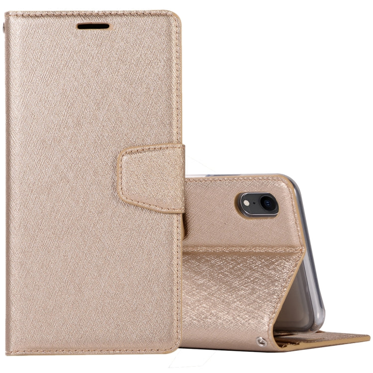 For iPhone XR Silk Texture Horizontal Flip Leather Case with Holder & Card slots & Wallet & Photo Frame