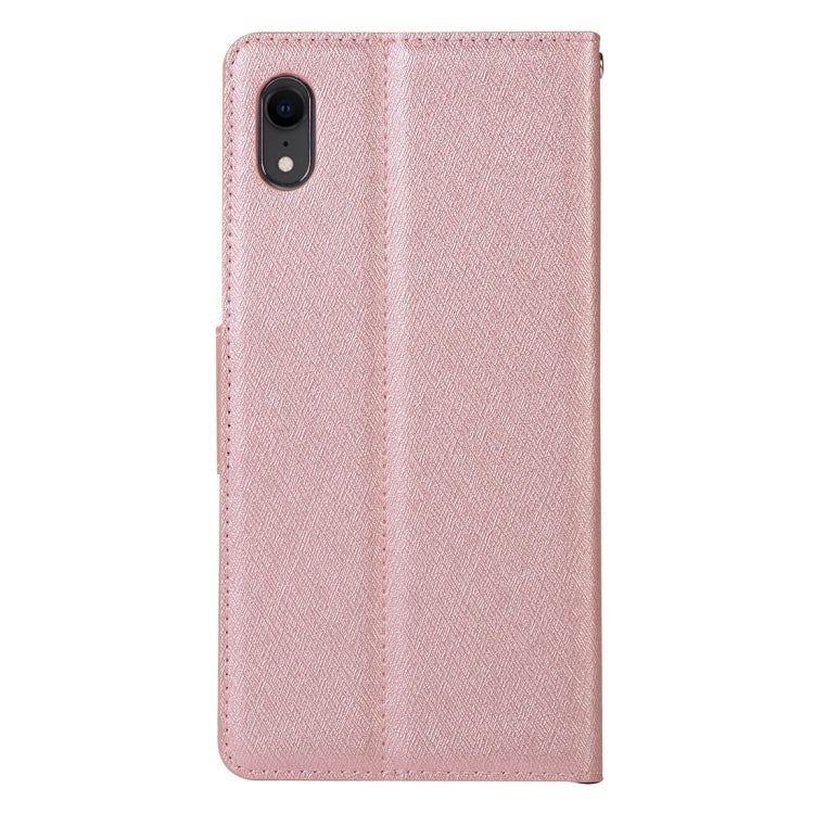 For iPhone XR Silk Texture Horizontal Flip Leather Case with Holder & Card slots & Wallet & Photo Frame