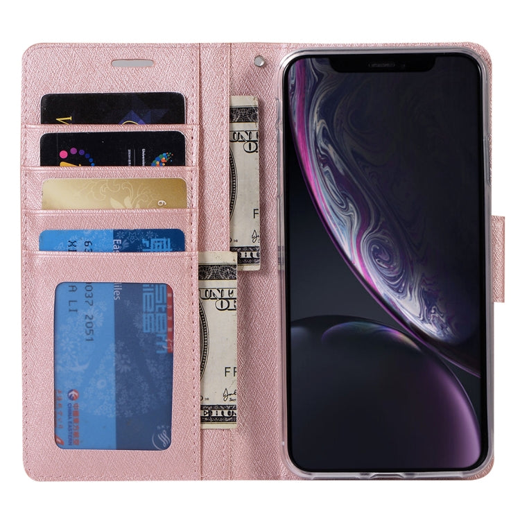 For iPhone XR Silk Texture Horizontal Flip Leather Case with Holder & Card slots & Wallet & Photo Frame