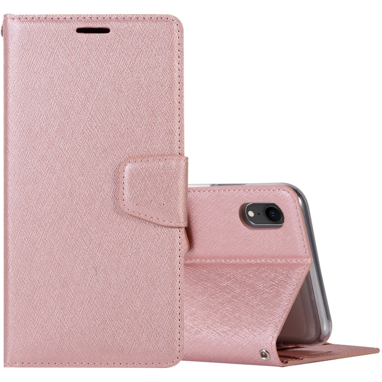 For iPhone XR Silk Texture Horizontal Flip Leather Case with Holder & Card slots & Wallet & Photo Frame