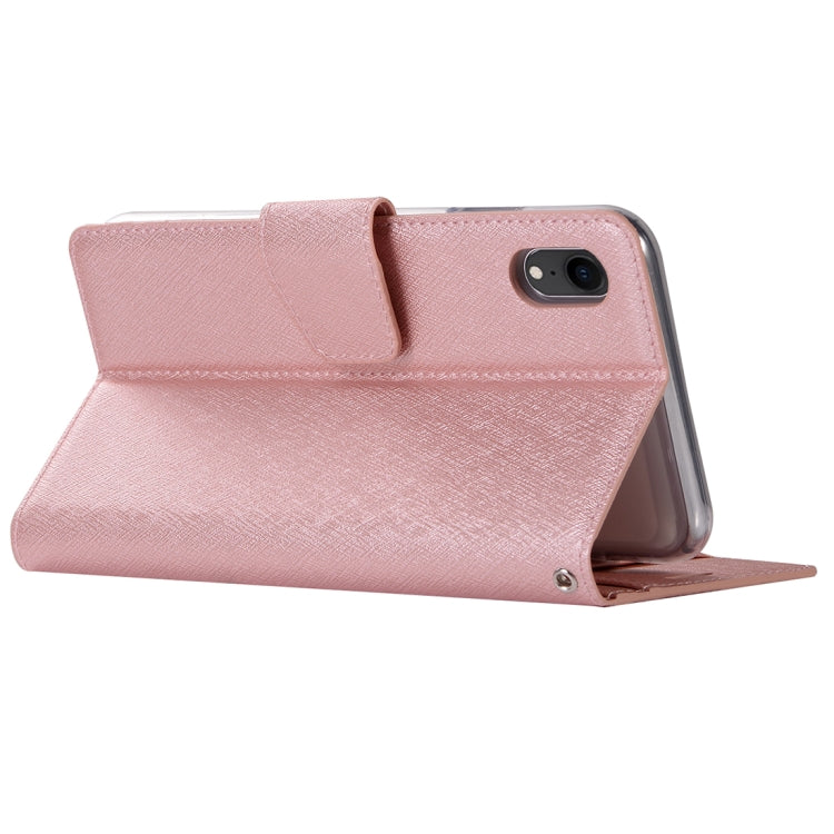 For iPhone XR Silk Texture Horizontal Flip Leather Case with Holder & Card slots & Wallet & Photo Frame