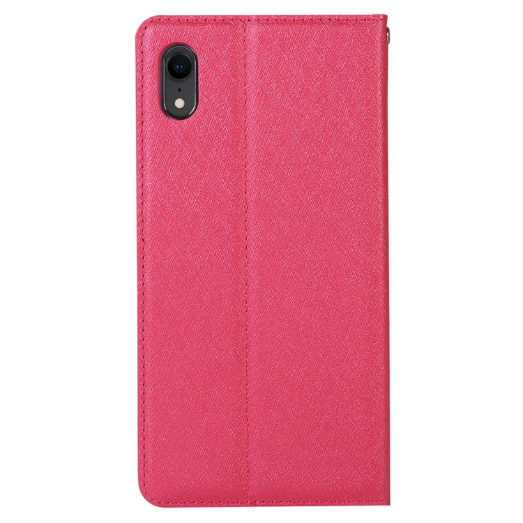 For iPhone XR Silk Texture Horizontal Flip Leather Case with Holder & Card slots & Wallet & Photo Frame