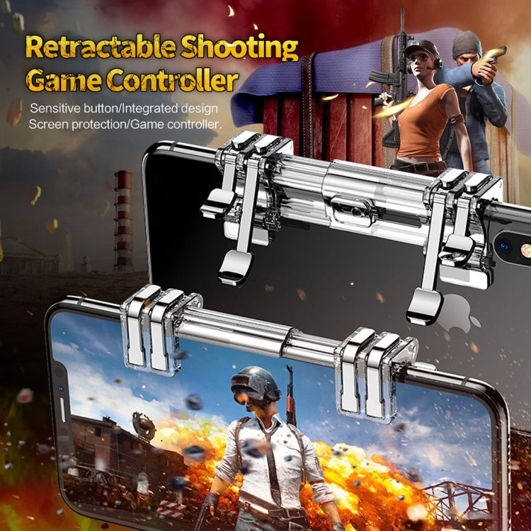 ROCK Eat Chicken Mobile Phone Trigger Shooting Controller Button Handle Retractable Shooting Game Controller (Transparent)