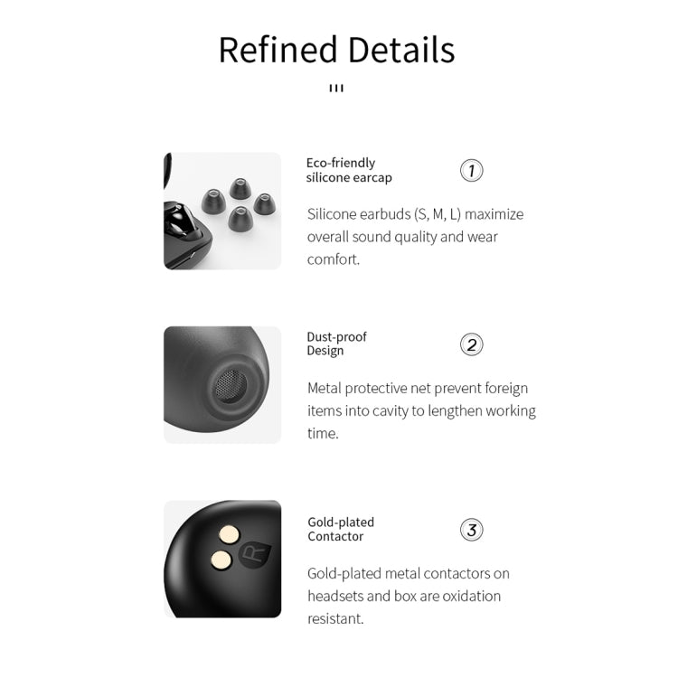 ROCK EB60 TWS Bluetooth 5.0 Mini Wireless Stereo Bluetooth Earphone