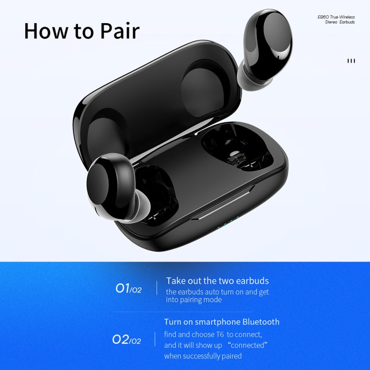 ROCK EB60 TWS Bluetooth 5.0 Mini Wireless Stereo Bluetooth Earphone